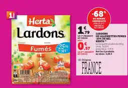 Super U Lardons ou allumettes fumes de sel herta offre