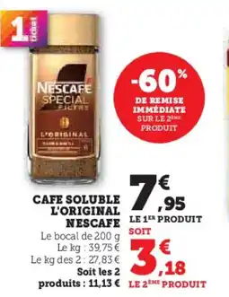 Super U NESCAFE Cafe soluble l'original offre