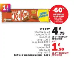 Super U NESTLE Kit kat chocolat au lait offre