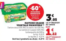 Super U PRIMEVERE Matiere grasse vegetale offre