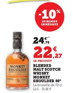 Super U MONKEY SHOULDER Blended malt scotch whisky 40° offre