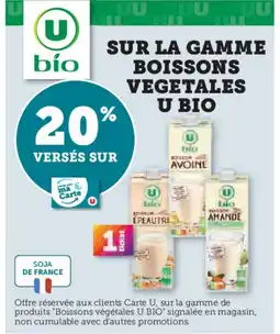 Super U U BIO Sur la gamme boissons vegetales offre