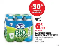 Super U LACTEL BIO Lait uht demi- ecreme offre