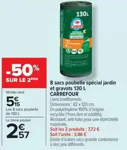 Carrefour Drive Carrefour - 8 sacs poubelle spécial jardin et gravats 130 l offre