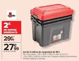 Carrefour Drive Sundis - lot de 3 coffres de rangement de 60 l offre