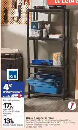 Carrefour Drive Dim - étagère 4 tablettes en résine offre