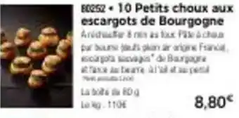Thiriet 10 petits choux aux escargots de bourgogne offre