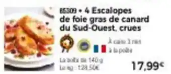 Thiriet 4 escalopes de foie gras de canard du sud-ouest, crues offre