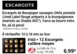 Thiriet 12 escargots calibre moyen offre