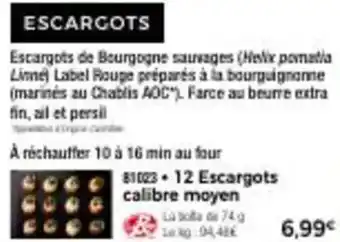 Thiriet 12 escargots calibre moyen offre