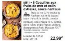 Thiriet 8 coquilles aux fruits de mer et colin d'alaska, sauce nantaise offre