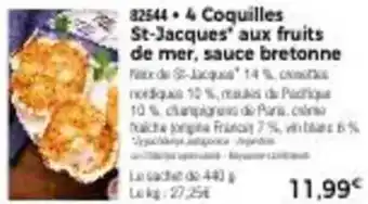 Thiriet 4 coquilles st-jacques aux fruits de mer, sauce bretonne offre