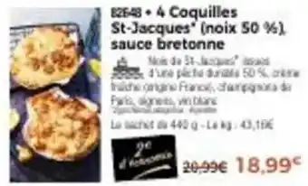 Thiriet 4 coquilles st-jacques (noix 50 %) sauce bretonne offre