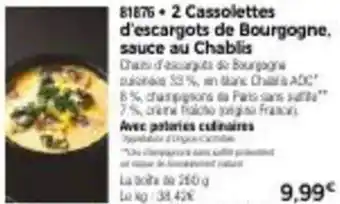 Thiriet 2 cassolettes d'escargots de bourgogne, sauce au chablis offre