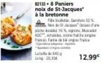 Thiriet 8 paniers noix de st-jacques à la bretonne offre