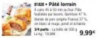 Thiriet Pate lorrain offre