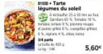 Thiriet Tarte légumes du soleil offre