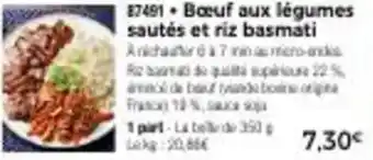 Thiriet Boeuf aux légumes sautés et riz basmati offre
