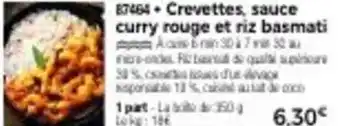Thiriet Crevettes, sauce curry rouge et riz basmati offre