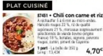 Thiriet Chili con carne et riz offre