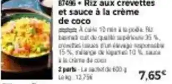Thiriet Riz aux crevettes et sauce à la crème de coco offre