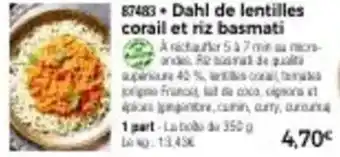 Thiriet Dahl de lentilles corail et riz basmati offre