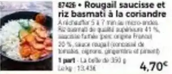 Thiriet Rougail saucisse et riz basmati à la coriandre offre