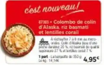 Thiriet Colombo de colin d'Alaska, riz basmati et lentilles corail offre