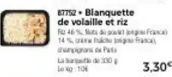 Thiriet Blanquette de volaille et riz offre