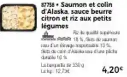 Thiriet Saumon et colin d'Alaska, sauce beurre citron et riz aux petits légumes offre