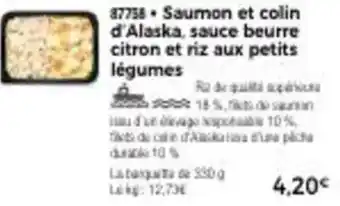 Thiriet Saumon et colin d'Alaska, sauce beurre citron et riz aux petits légumes offre