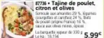 Thiriet Tajine de poulet, citron et olives offre