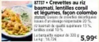 Thiriet Crevettes au riz basmati, lentilles corail et légumes, façon colombo offre