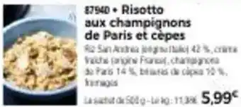Thiriet Risotto aux champignons de Paris et cèpes offre