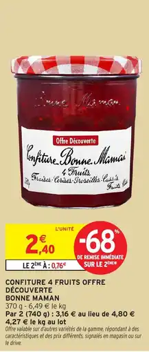 Intermarché Hyper BONNE MAMAN Confiture 4 fruits offre découverte offre