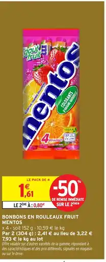 Intermarché Hyper MENTOS Bonbons en rouleaux fruit offre