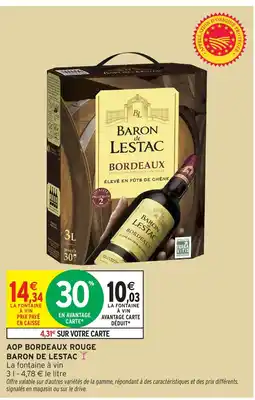 Intermarché Hyper BARON DE LESTAC Aop bordeaux rouge offre