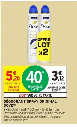 Intermarché Hyper DOVE Déodorant spray original offre