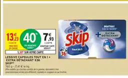 Intermarché Hyper SKIP Lessive capsules tout en 1+ extra détachant x36 offre