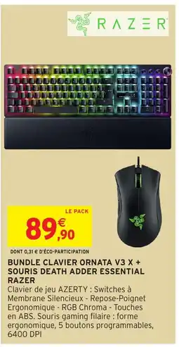 Intermarché Hyper RAZER Bundle clavier ornata v3 x + souris death adder essential offre