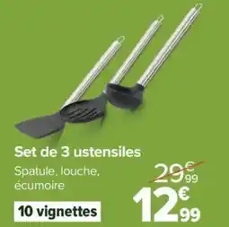 Carrefour Market Set de 3 ustensiles spatule, louche, écumoire offre