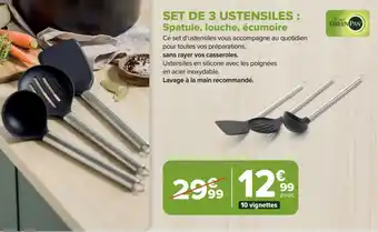 Carrefour Market SET DE 3 USTENSILES: Spatule, louche, écumoire offre