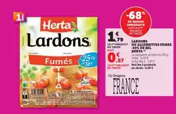 Hyper U Lardons ou allumettes fumes -25% de sel herta offre