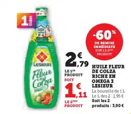 Hyper U Huile fleur de colza riche en omega 3 lesieur offre