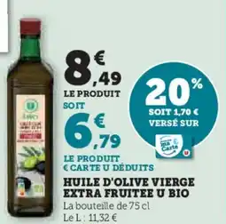 Hyper U Huile d'olive vierge extra fruitee u bio offre