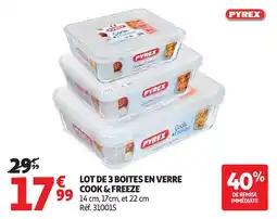 Auchan PYREX Lot de 3 boites en verre cook & freeze offre