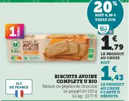 Hyper U Biscuits avoine complete u bio offre