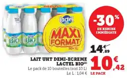 Hyper U Lait uht demi-ecreme lactel bio offre