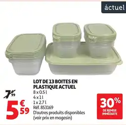 Auchan ACTUEL Lot de 13 boites en plastique offre