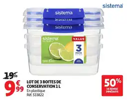 Auchan SISTEMA Lot de 3 boites de conservation offre